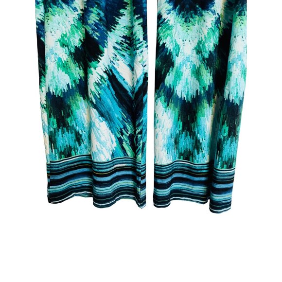 Ariella Medium Geometric Print Wide-Leg Pants - Teal, Aqua, Black, Navy & Green - Picture 6 of 9
